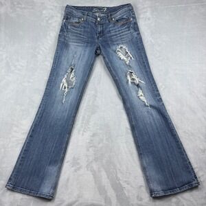 Seven7‎ Women's Flare Bootcut Distressed Medium Wash Denim Jeans Size 30